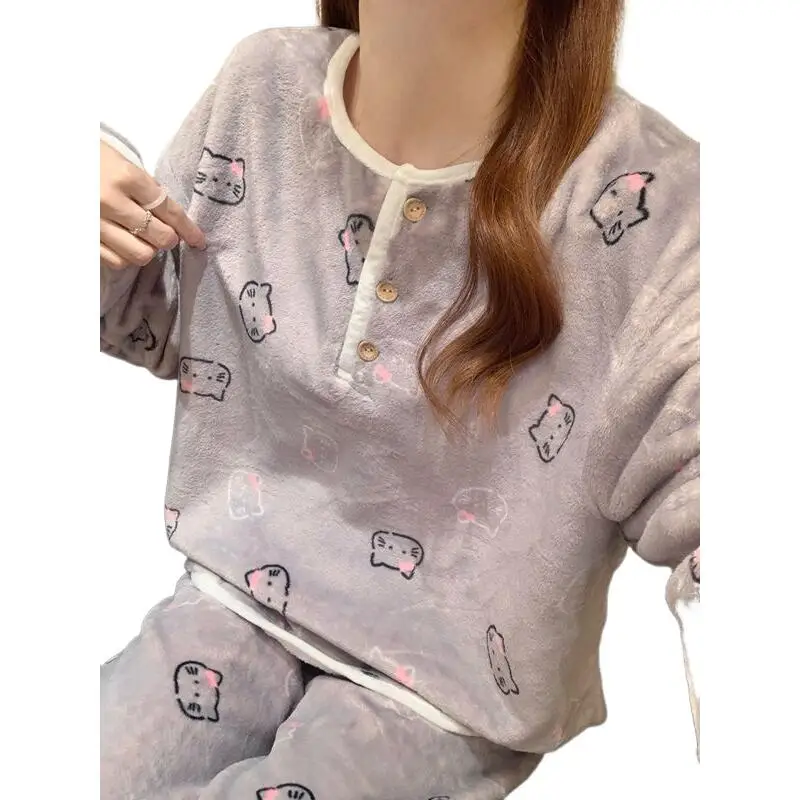 

Sanrios Hello Kittys Pajamas Cute Creative Cartoon Hot Sale Home Thickened Suit Comfortable Autumn New Kawaii Ins Holiday Gift