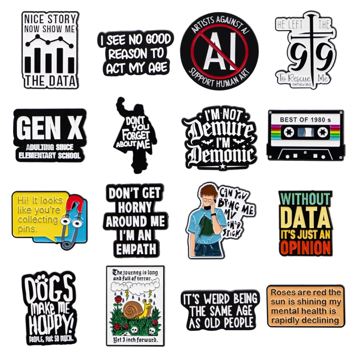 Vintage Cassette Quotes Enamel Pins Metal Brooches Lapel Pins Badges on Backpack Fashion Jewelry Clothing Accessories Toys Gifts
