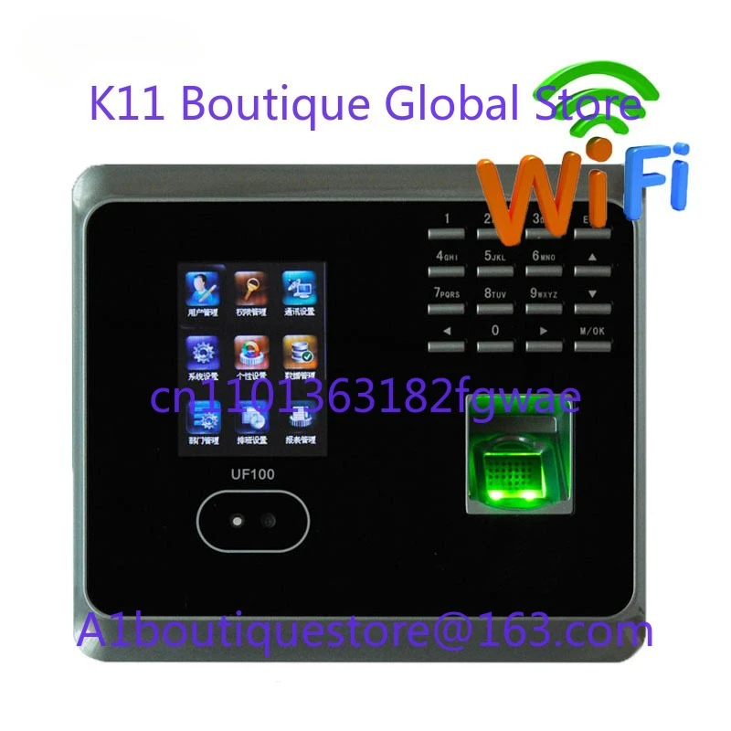 

Машина посещаемости UF100 Система распознавания лиц WIFI со считывателем отпечатков пальцев Торцевая точка посещаемости лица TCP/IP