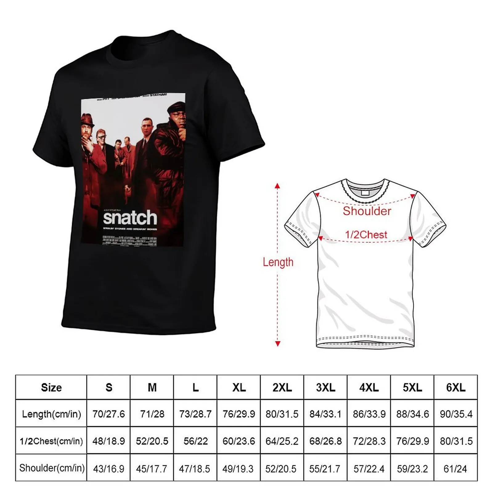 Snatch Movie Poster - Camiseta clásica vintage de los años 00, camisetas estampadas para hombre, camisetas para hombre, paquete de camiseta blanca
