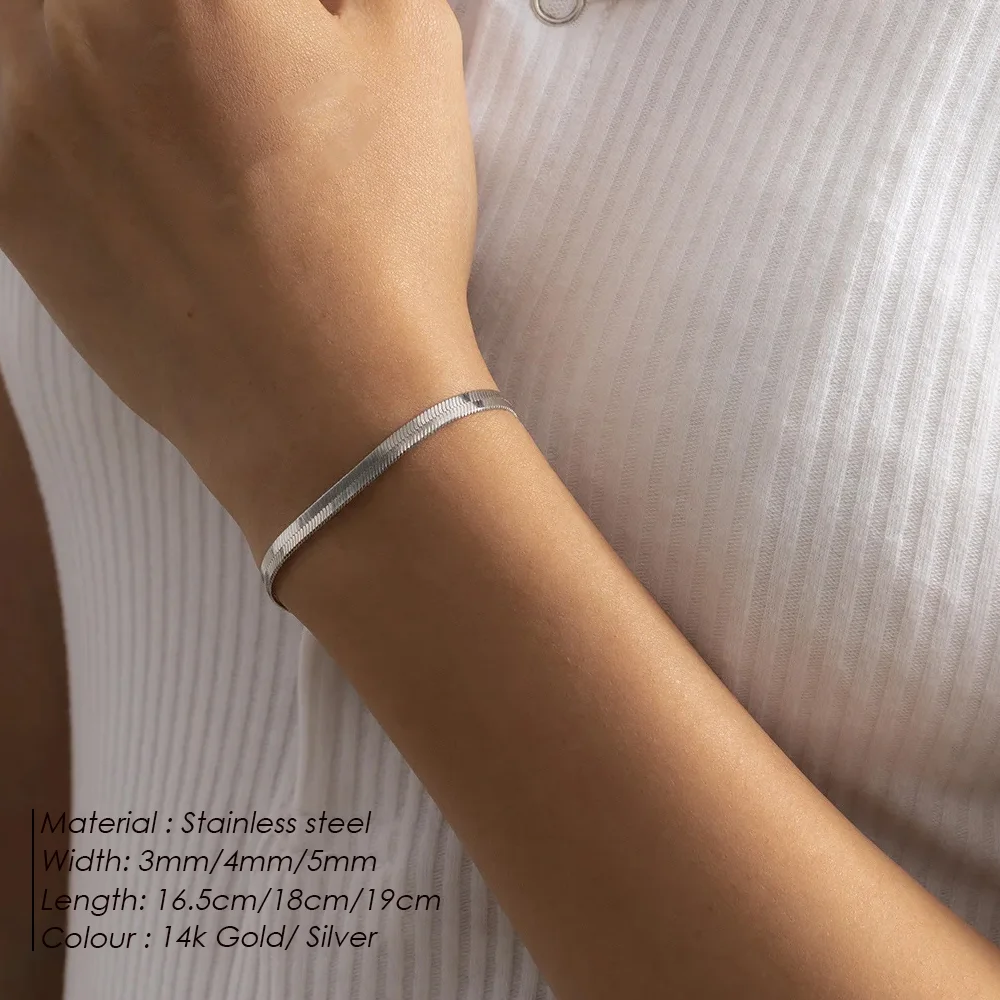 سوار سلسلة كلاسيكي للنساء من EManco ، فولاذ مقاوم للصدأ ، لون ذهبي ، العرض 2 * ، 3 * ، 4 ثعبان ، 5 * ، هدية مجوهرات #2