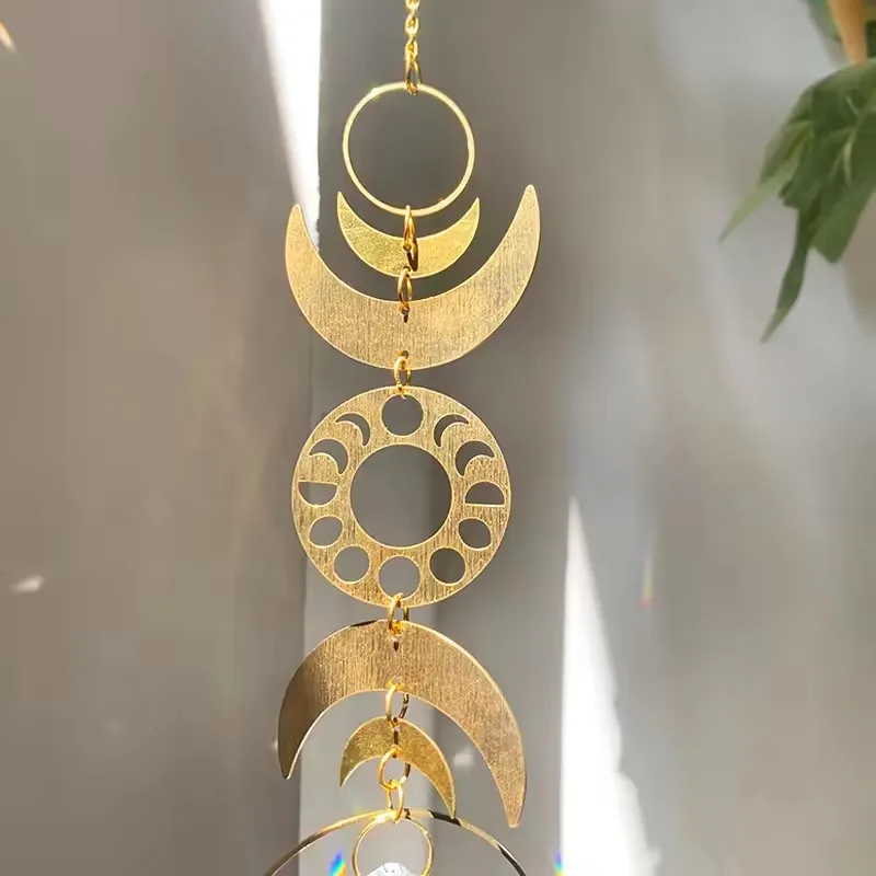 Dropshipping suncatche crystal sun catcher with moon Crystal Prism Rainbow Maker Hanging Suncatcher