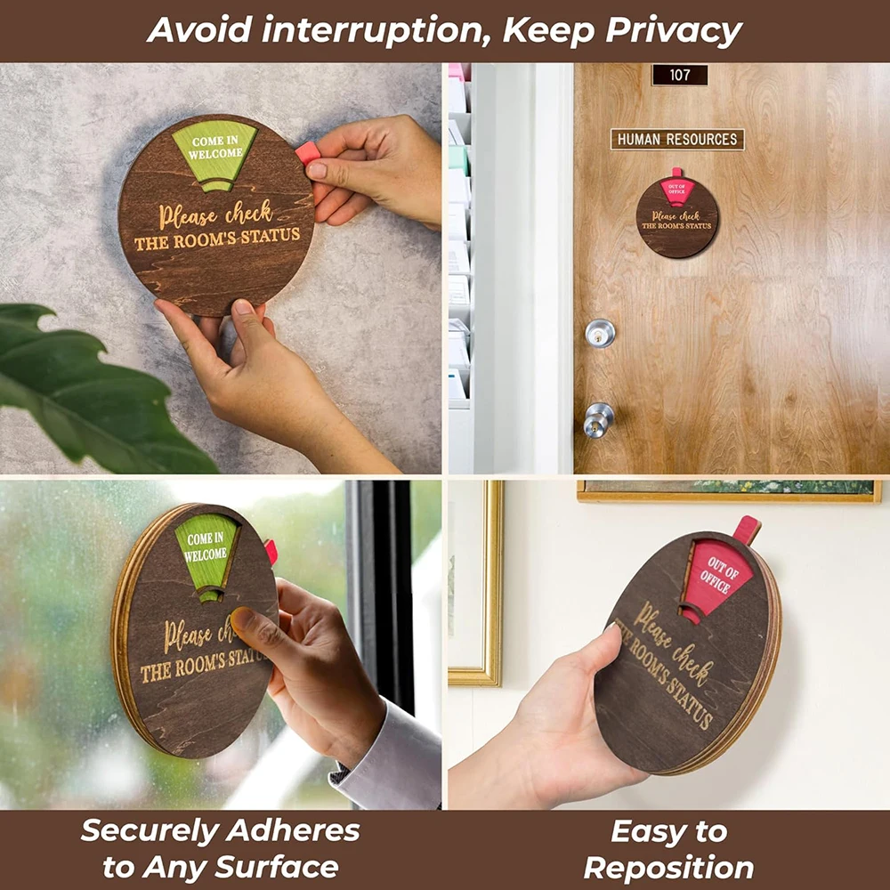 Rotatable Door Sign Wooden Office Door Sign with 6 Rotatable Status Indicators for Meeting Room Decor Do Not Disturb Back Soon