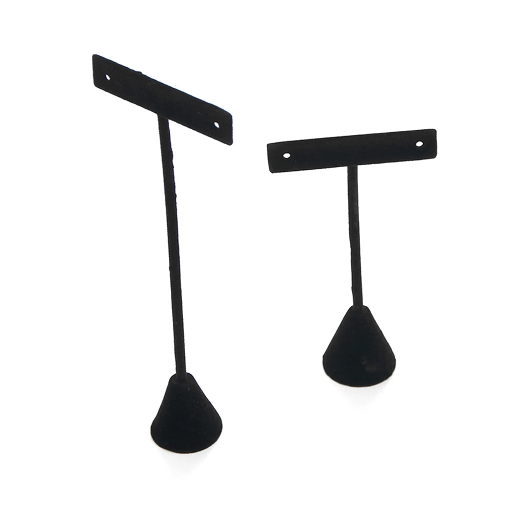 

2 Pcs Jewelry Holder Jewelry Organizer Stand Black Flocking T Shaped Display Holder Earring Rack Storage Commercial Use