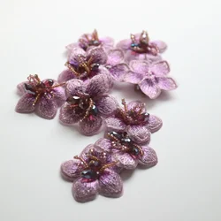 10pcs/lot Handmade white sukura flower beaded patches for clothing DIY sew on patch embroidered applique Parches
