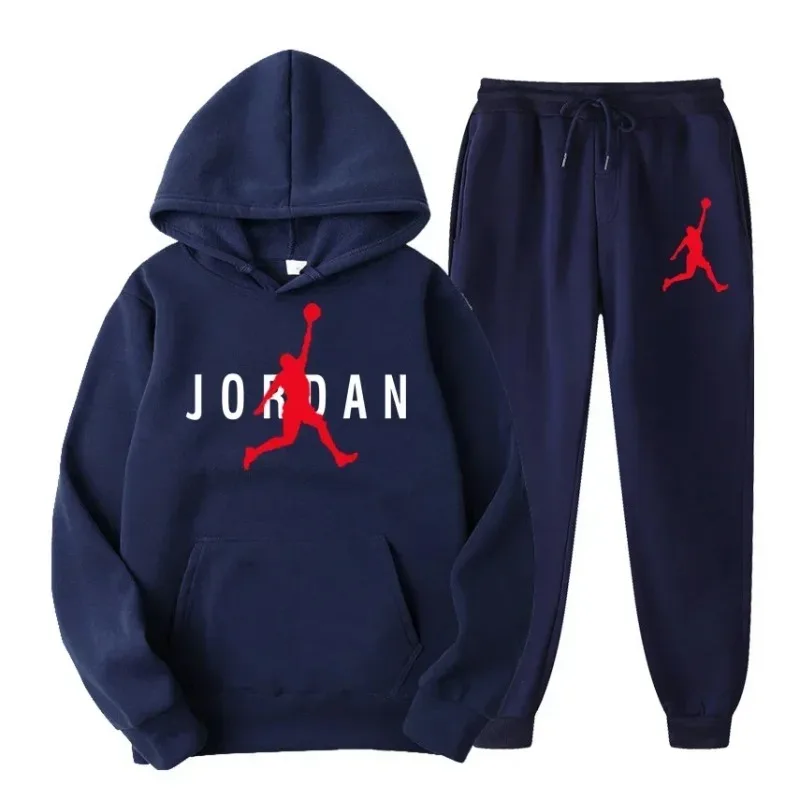 

2026 Men's New Style Fashion Casual Fitness Sports Set - Spring/Autumn Pullover Hooded Jacket + Jogging Pants Set