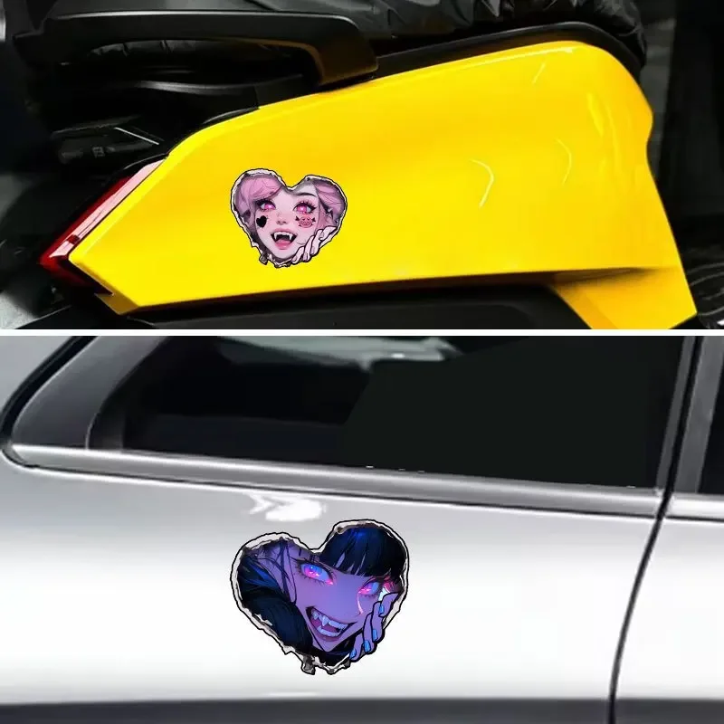 JDM Style Motorcycle Sticker (1 Piece), Waterproof, Can Be Attached To Love Animation Eyes Car Decal Decorative Sticker Pattern