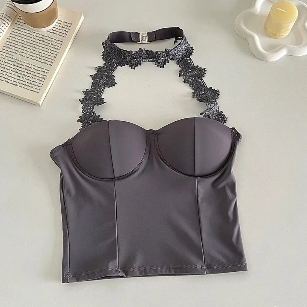 Spicy Girl Style Hängender Hals Spitze Leibchen Ärmellose Tanks Spitzenkorsett Slim Fit Koreanische Y2K Ins Strapsweste Reisen