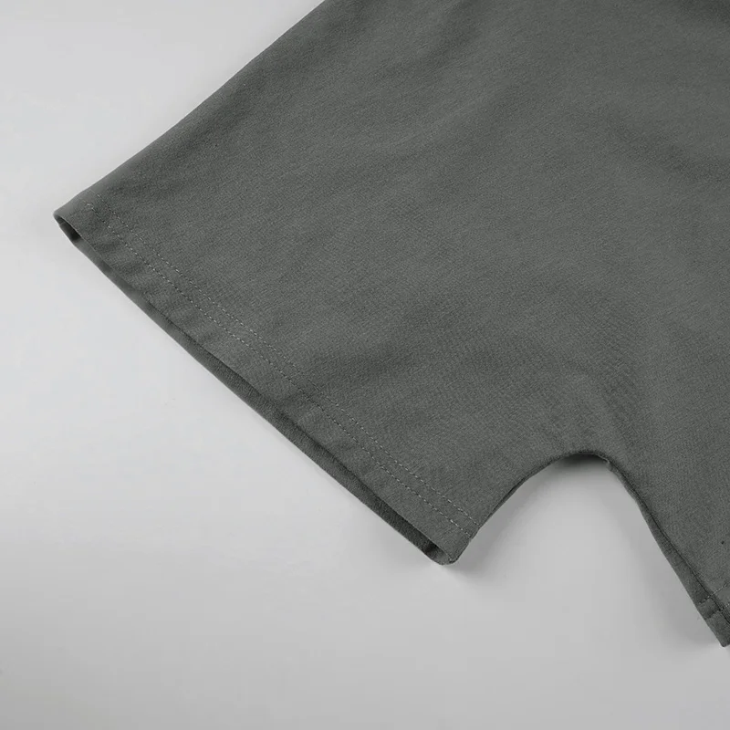 SUCHCUTE Solides T-Shirt mit schrägem Kragen und kurzen Ärmeln für Damen, Y2k Streetwear, übergroßes Crop-Top, sexy, asymmetrisches Design, Sommer-T-Shirt – Detail 7