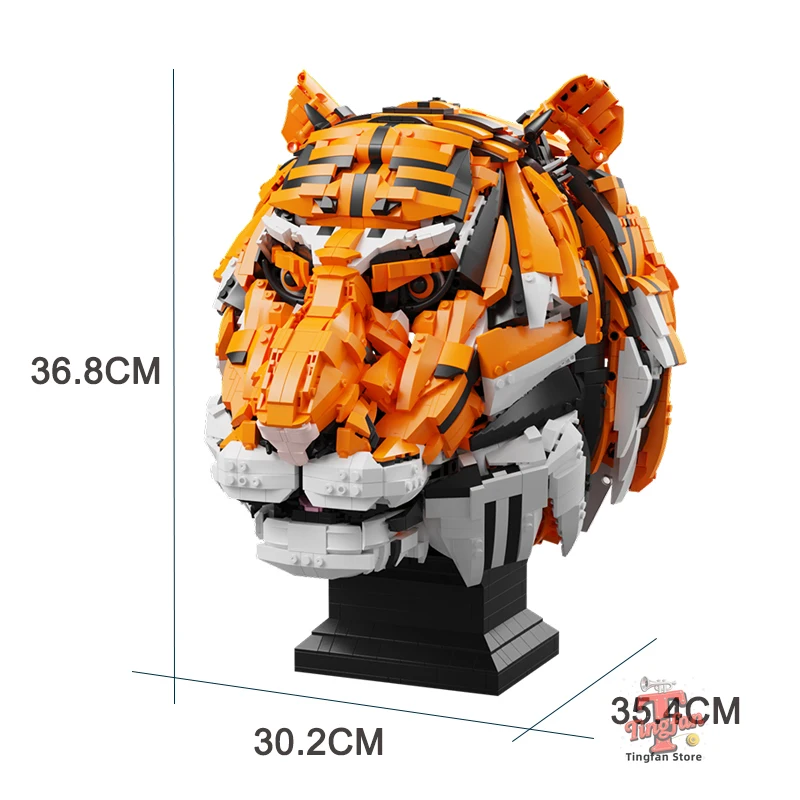 MOC zodiaco cinese tigre coniglio testa di drago intaglio modello blocchi di costruzione animali statua mattoni giocattoli da costruzione regali per bambini