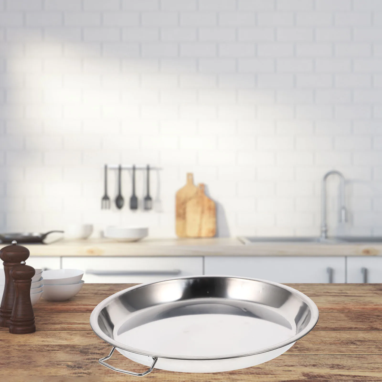 

2Pcs Fish Steaming Plate Stainless Steel Round Shape Multi-Function Food Serving Tray for Restaurant Party Celebration