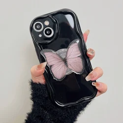 Black Butterfly Phone Case For iPhone 14 Plus 7 8 X XS XR 11 12 13 Pro Max MINI Silicone Cases Cover with holder