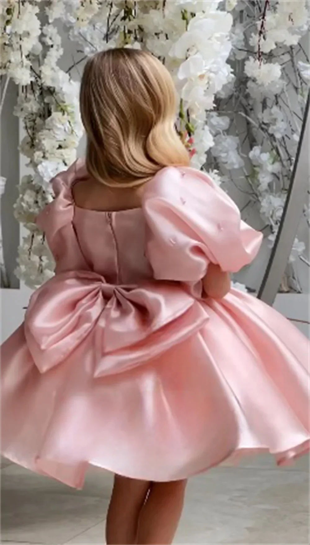 Customized Flower Girl Dress Dearin Scoop Neckline Ball Gown Mini Length Skirts Bows Draped Fold Dresses