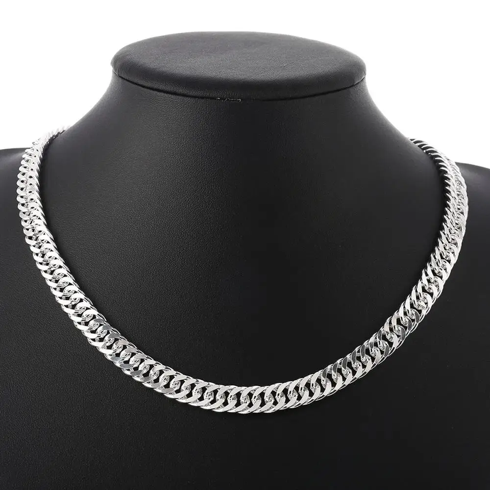 Heiße feine Breite 6mm Kette 925 Sterling Silber Halsketten für Frauen Männer Charme Modeschmuck Hochzeit Party Urlaub Geschenk 50-60cm