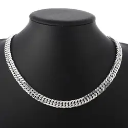 Hot fine Width 6MM chain 925 Sterling Silver Necklaces for Women Men Charm fashion Jewelry wedding Party Holiday gift 50-60cm