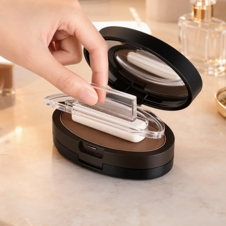 Natural Stereo Look Eyebrow Powder Stamp Quick Makeup Waterproof Brow Stamps Eye Brow Tint Makeup Tools with 6 Stamp Stencil