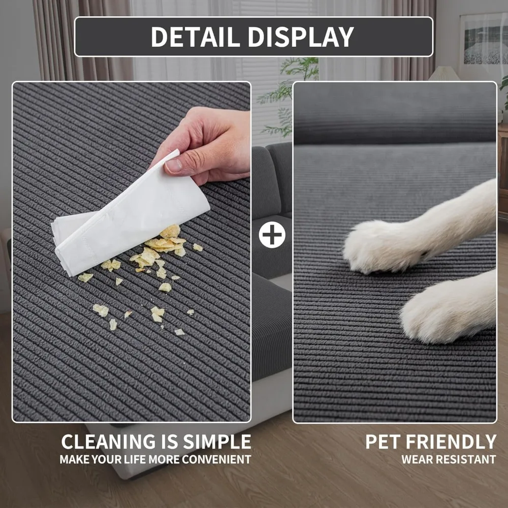 أغطية وسائد أريكة قابلة للغسل للمقاعد المقطعية على شكل حرف L - أغطية سحرية مريحة ومتينة