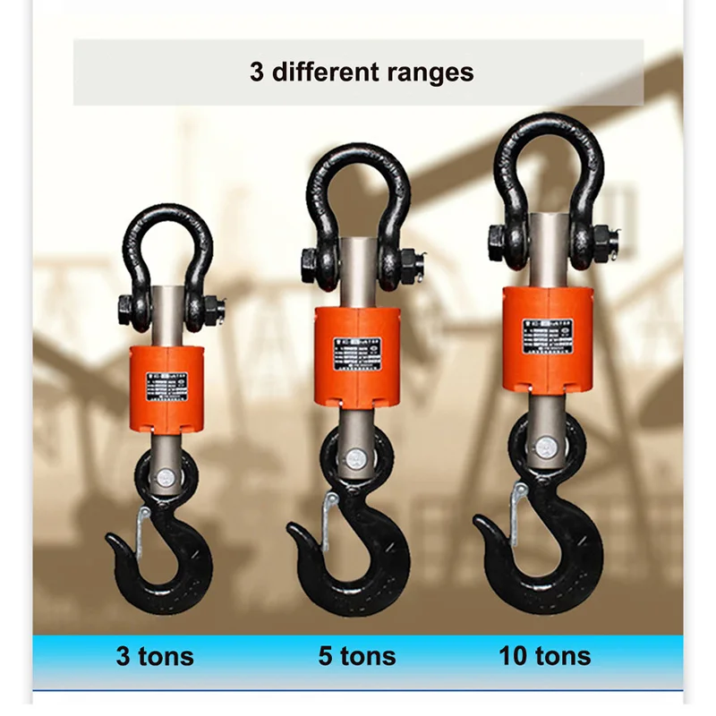 3/5/10tons Electronic Carbon Steel Hook Hand-held Control Scale Industry Wireless Crane Scale Digital Manual Crane Hanging Scale