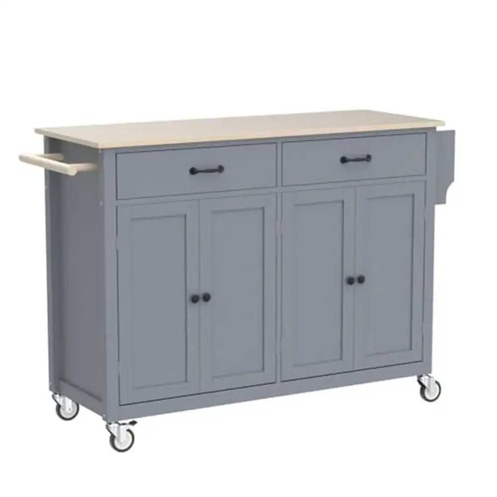 Kitchen Storage Cart with Drawers and Lockable Wheels Eco-Friendly Design Durable Material Easy Assembly 150 lb Capacity 54.33"L