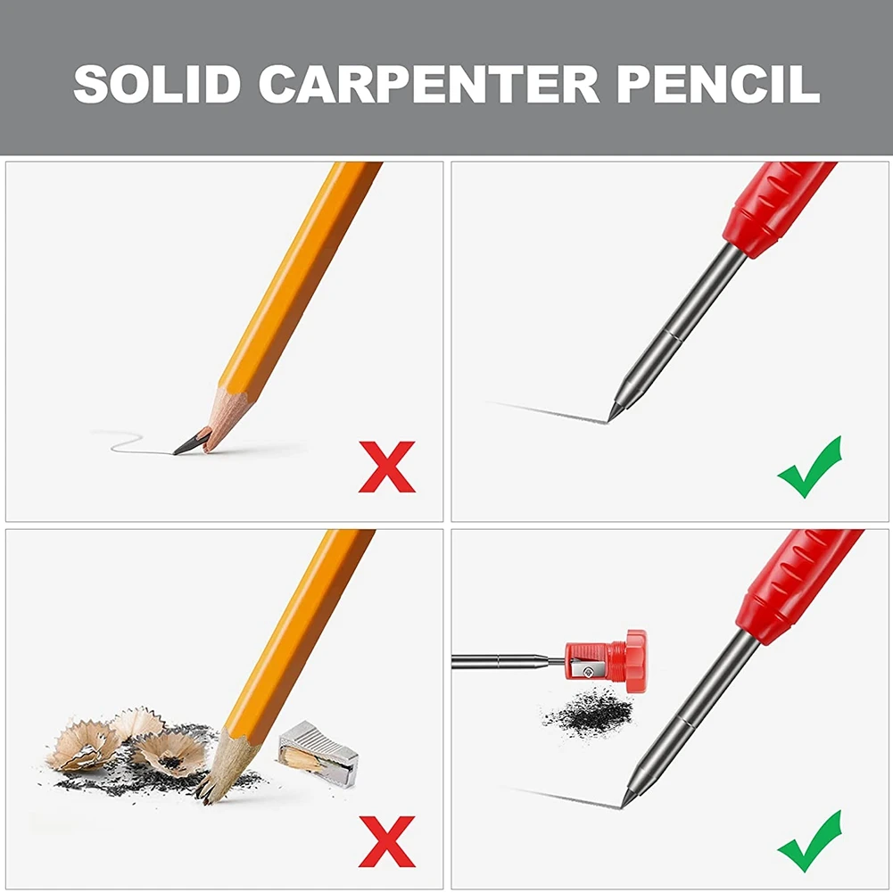 Construction Site Pen,Deep Hole Marker,Mechanical Pencil in One,Building Pencil for Marking on Wood,Metal,Concrete Tiles