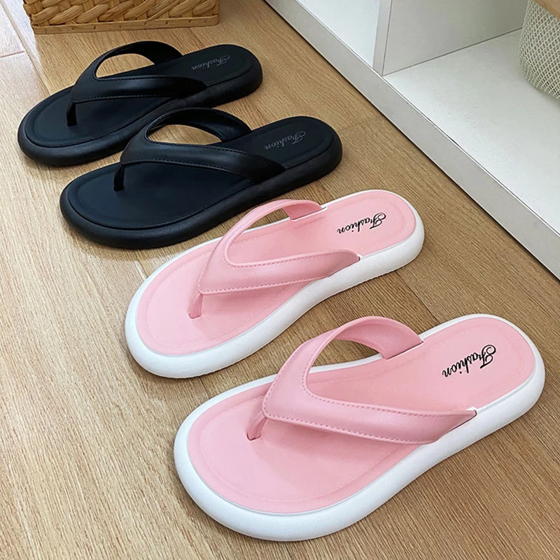 여성용 심플한 캔디 컬러 쪼리, 아늑한 슬라이드, 부드러운 해변 샌들, 여성용 실내 슬리퍼, 가정용 신발, 여름 신상