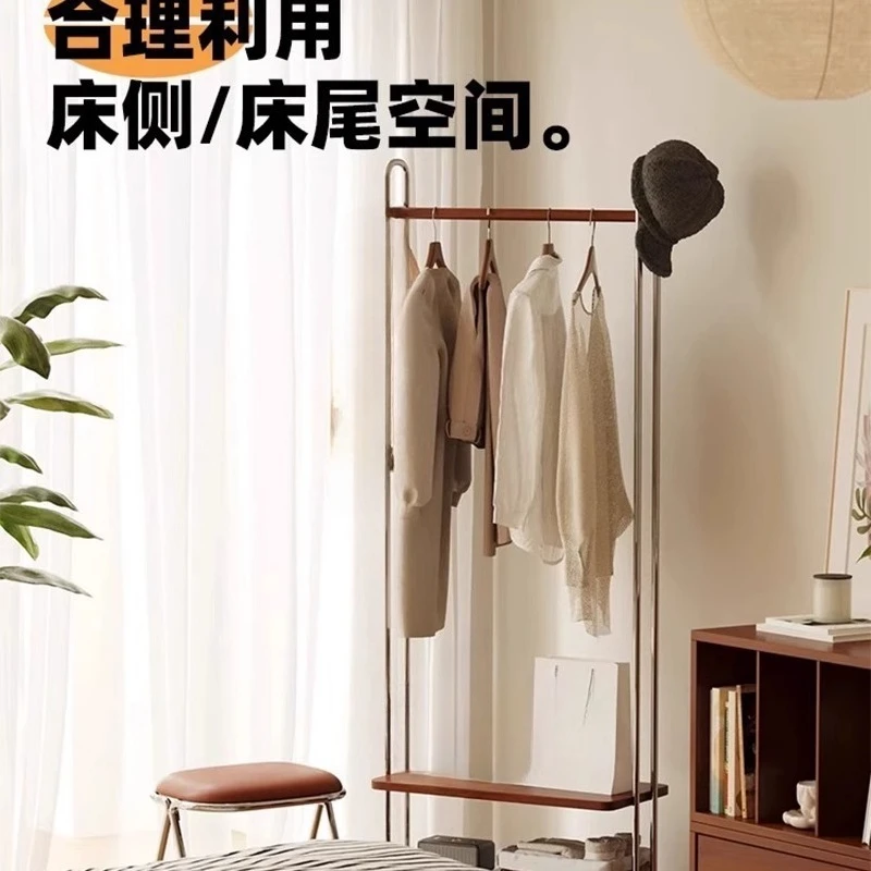 Stainless steel medieval hanger floor-to-ceiling bedroom hanger mobile 2025 new corner coat rack