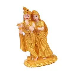 India Radha Krishna Figurine Statue realistico decorativo 4x3x7.4 pollici altare Shrine Decor per giardino Bonsai Decor tradizionale