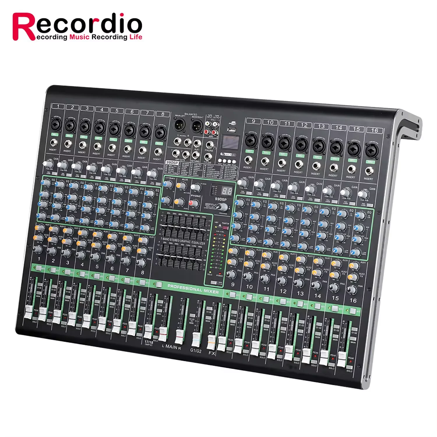 GAX-XS16 profissional 16 canais blueteeth mixer digital dj música karaokê console de mixagem de áudio estéreo usb mixer