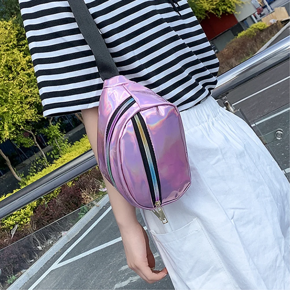 

1 шт. голографическая поясная сумка, стильная водонепроницаемая поясная сумка с регулируемым ремнем, шикарная сумка через плечо для путешествий и спорта