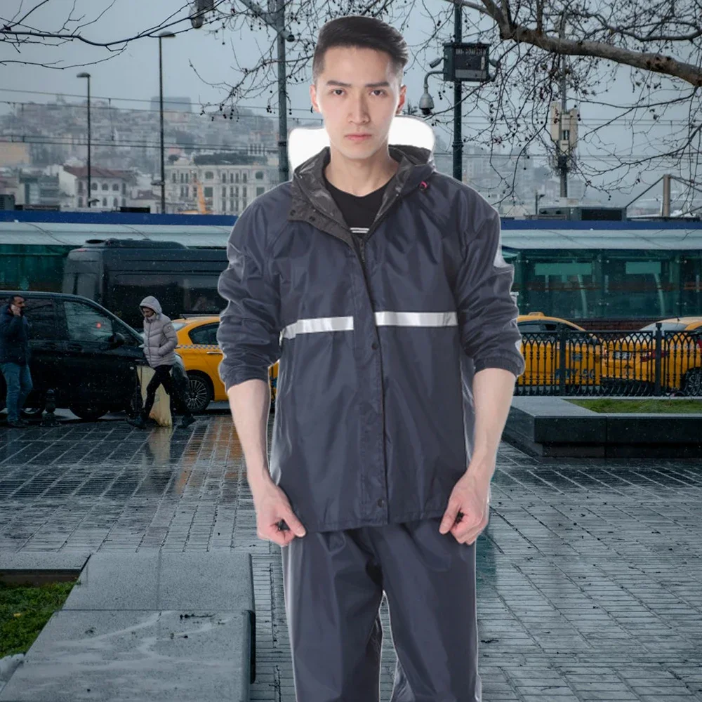 Rainstorm Prevention Raincoat Rainpants Suit Thickening Full Body Rainproof Split Raincoat Reflective Takeaway Riding Rain Coat