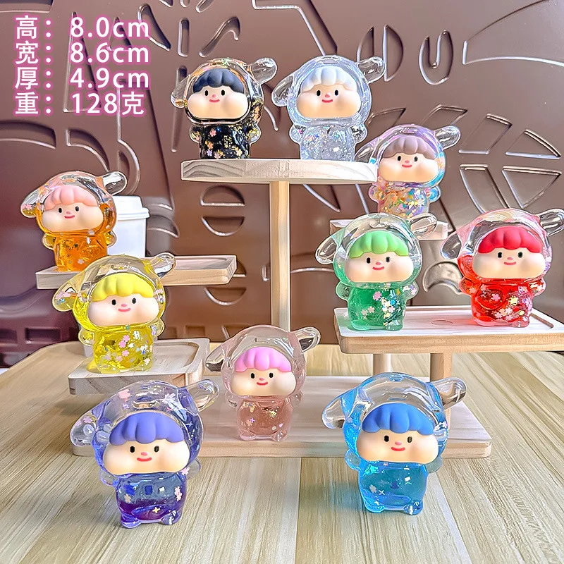 Candy Puppy Night Light Toys Cute Cartoon Design PVC Flowing Sand in Oil Style Desktop Decoration Glow in the Dark 8cm