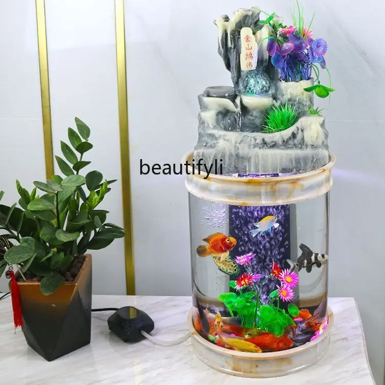 Acrylic Cylindrical Fish Globe Household Aquarium Ecological Living Room Desktop Small Creative