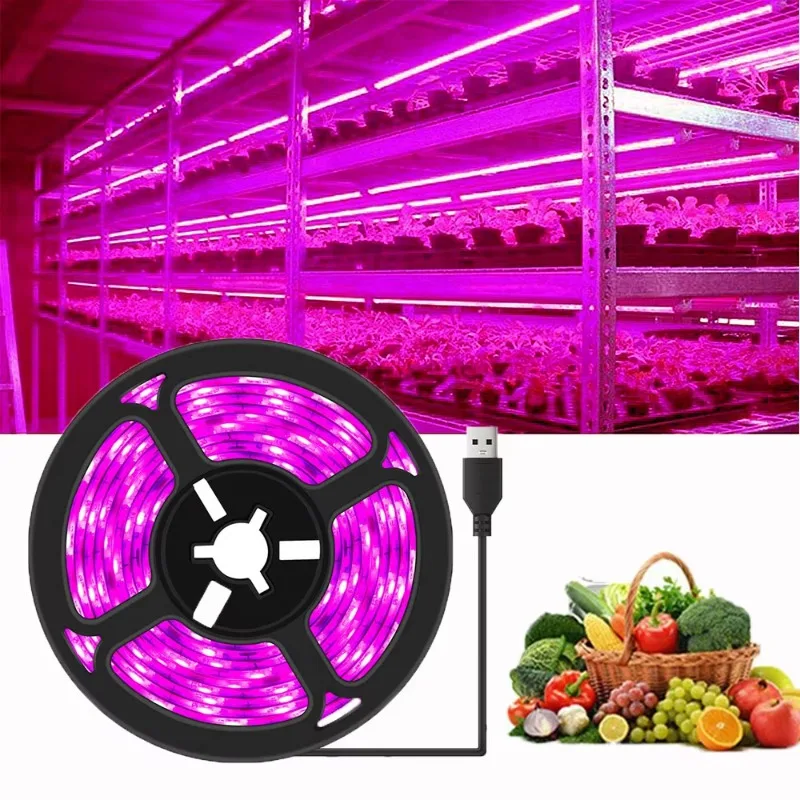 Plant Light Grow LED Light Strip 5V 1-5m Full Spectrum Waterproof LED Chip for Greenhouse Flower Seedlings Grow Tent Hydroponics