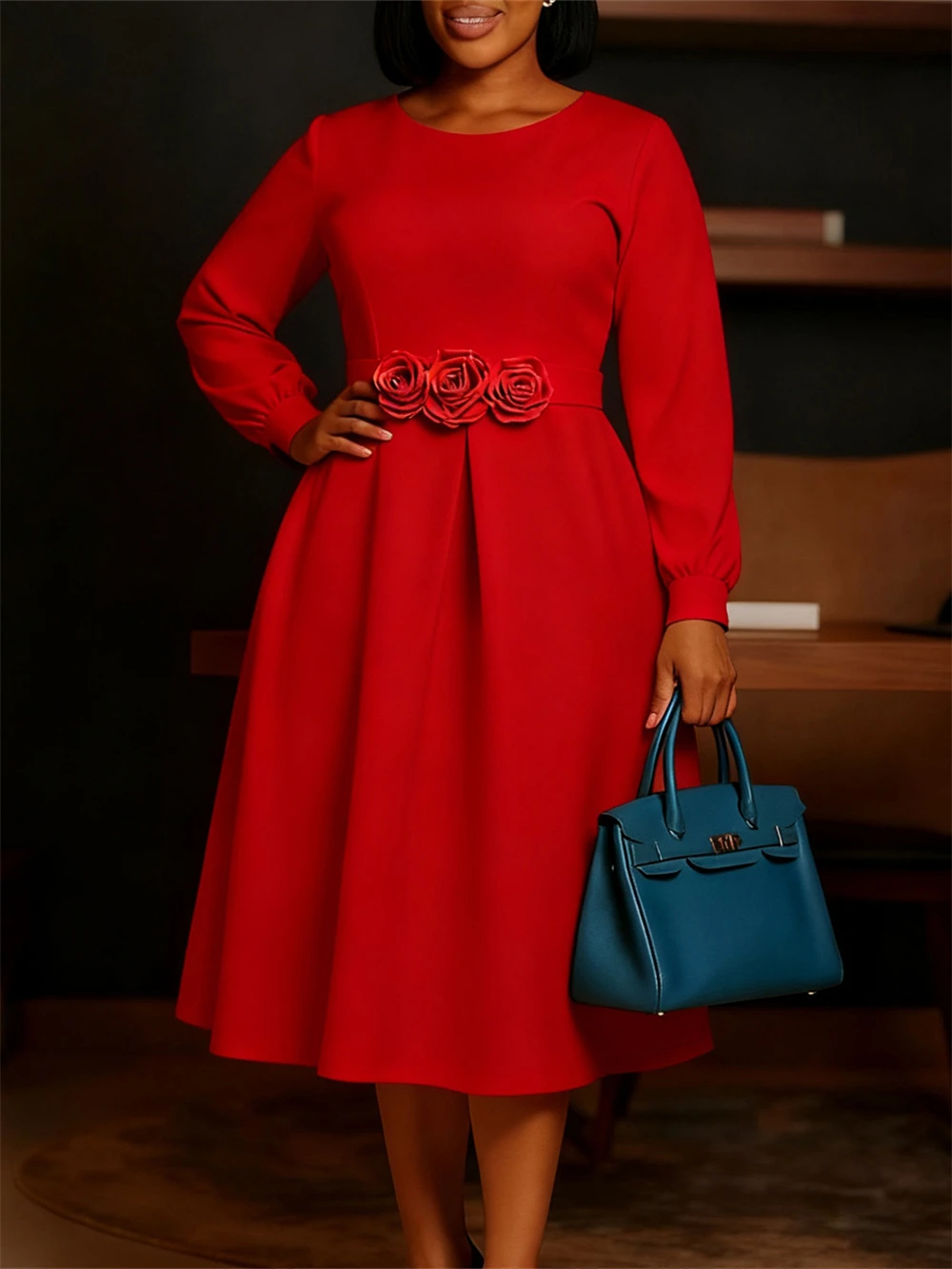 Elegante Damen-Partykleider 2025, Herbst-Grundlagen, Kleidung, Büro, Damen, langärmelig, Midikleid, Geburtstag, Abschlussball, Hochzeit, Abendkleider