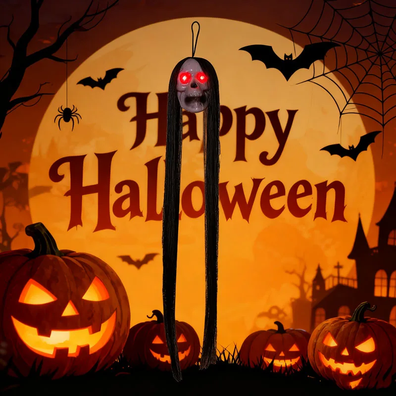 

1-5 шт., подвесная опора для призрака на Хэллоуин, страшные светящиеся длинные волосы, голова призрака, жуткая для дома с привидениями, товары для вечеринок в помещении и на открытом воздухе