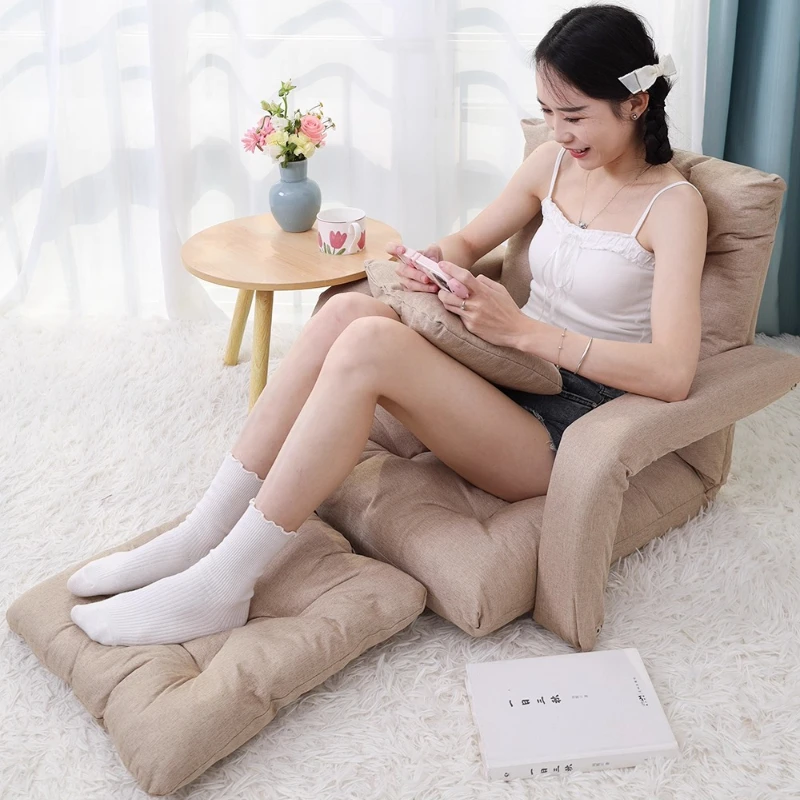 Japanese Floor Sofa Chair Foldable Backrest Lounger for Tatami & Dorm Window Sill Recliner Bedroom Seating for Relaxing/Napping