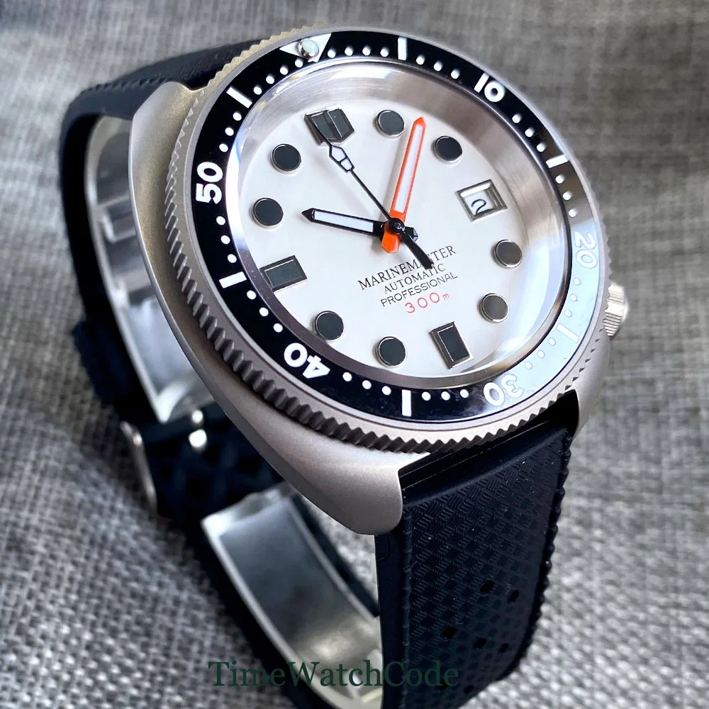 44mm Tandorio Automatic Watch For Men Titanium Case Diver 200m Water Resistance NH35A PT5000 Date Rubber Strap Sapphire Crystal