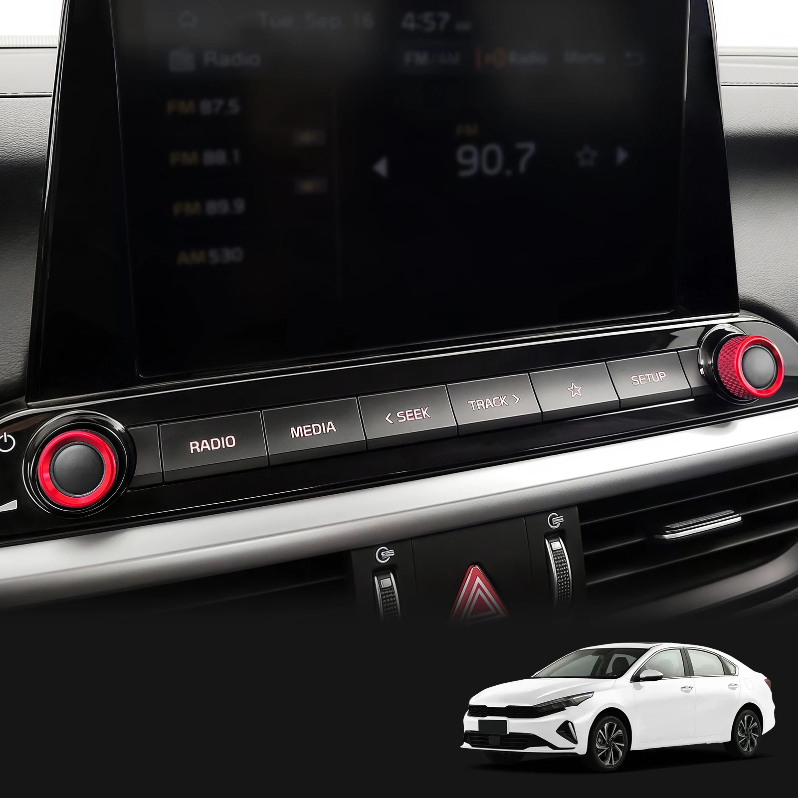 2 Stück Aluminium Audio Lautstärkeregler Zierring Dekoration Abdeckung für Kia K3 2019–2024