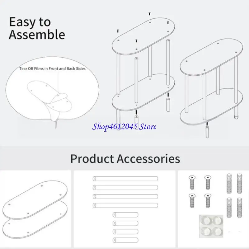 

L69A Oval Display Shelf Sturdy Acrylic Storage Holder Shelves for Books Toiletries