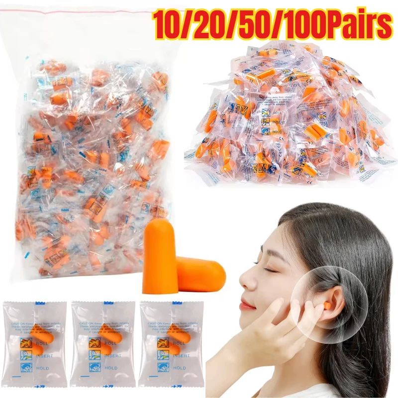 50/100 Pairs Ear Caps with Noise Cancellation Reusable Noise Reduction Protection Soundproofing Ear Caps for Sleep Studio Work