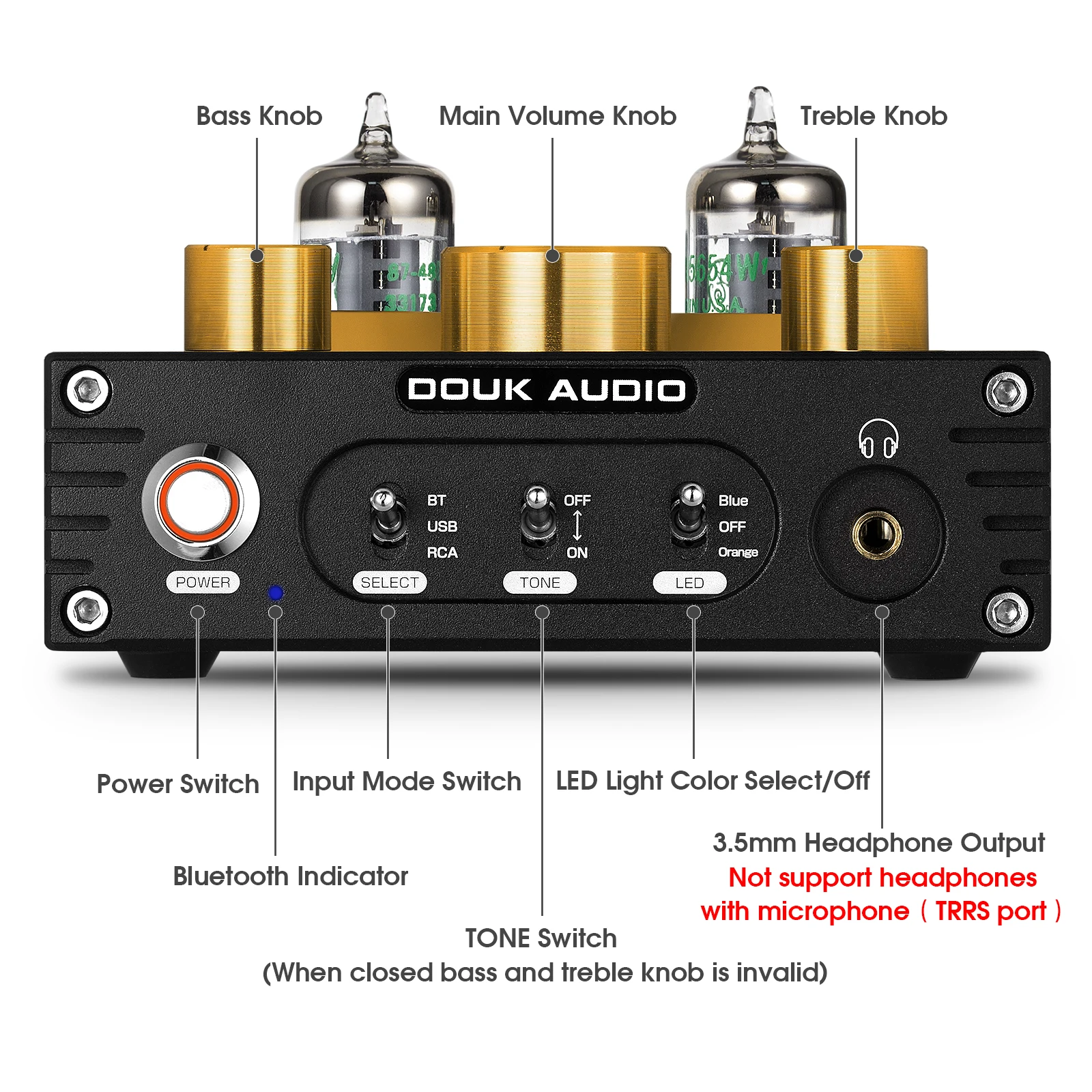 Douk Audio P1 HiFi JAN 5654 tubo a vuoto preamplificatore Bluetooth 5.0 ricevitore Audio USB DAC cuffie Amp APTX