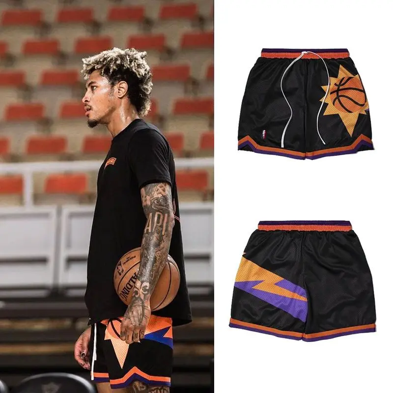 Suns Devin Booker Ubrey Paul Same Retro spodenki amerykańskie spodenki sportowe do koszykówki druk 3D oddychające wygodne sportowe na co dzień