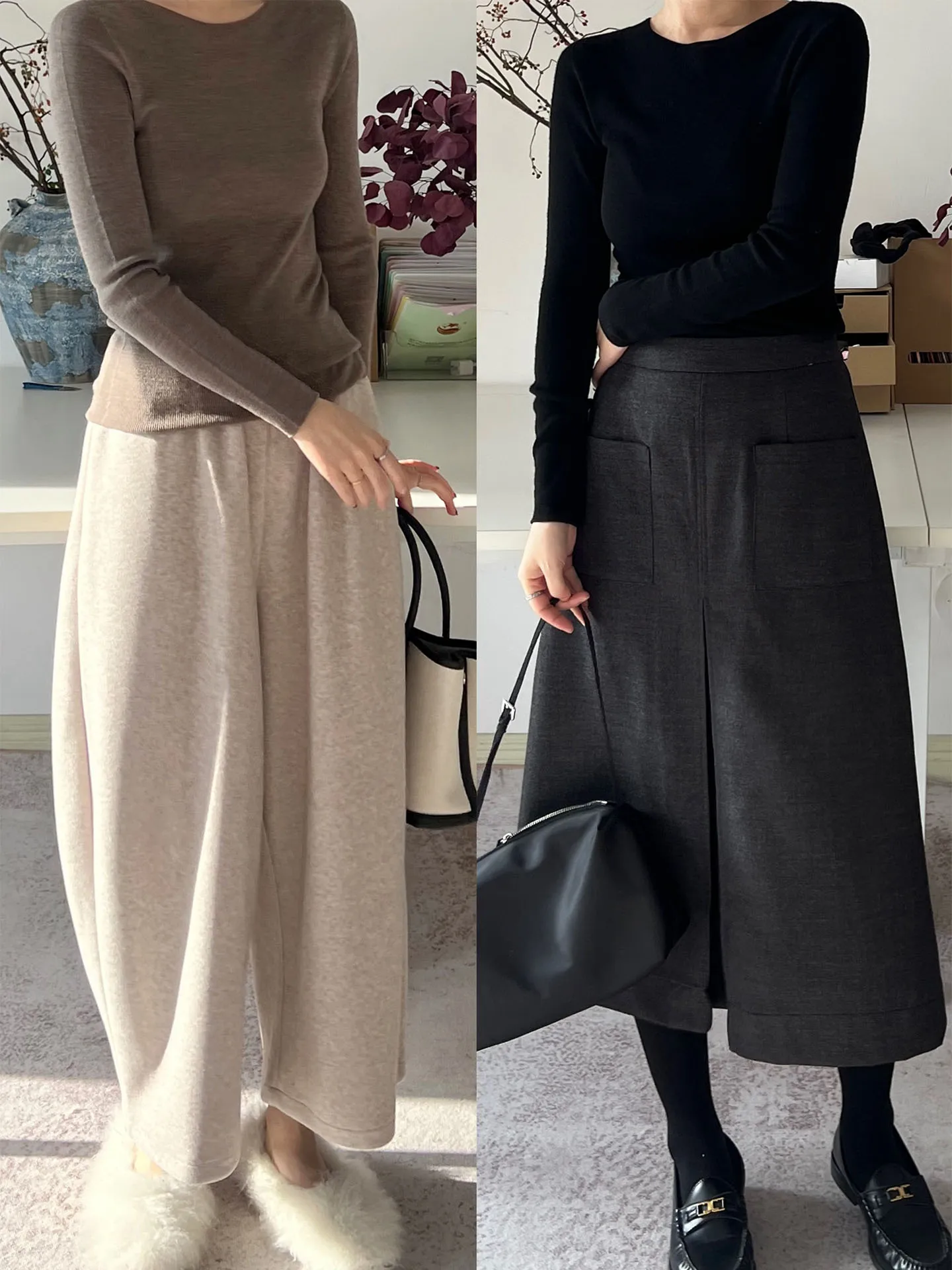 

Slim Fit Wool Long Sve round Ne Base irt Inteated Forming Bla Inner Knitted Sweater Casual Sle Women's Knitwear