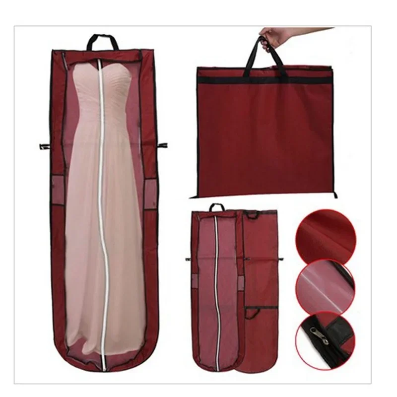 גדול עבור שמלת כלה רוכסן שמלת Dustproof כיסוי אחסון תיק מתקפל בגד בגדי מקרה מגן