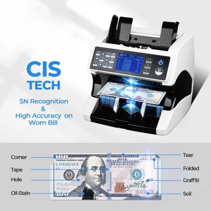 لخزائن LCD والكشف عن البنوك EUR GBP CAD MXN آلة عد الأموال المعتمدة من ROHS #3