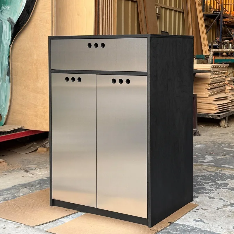 Modern light luxury office double door with drawer locker, multi-functional stainless steel file cabinet, data cabinet