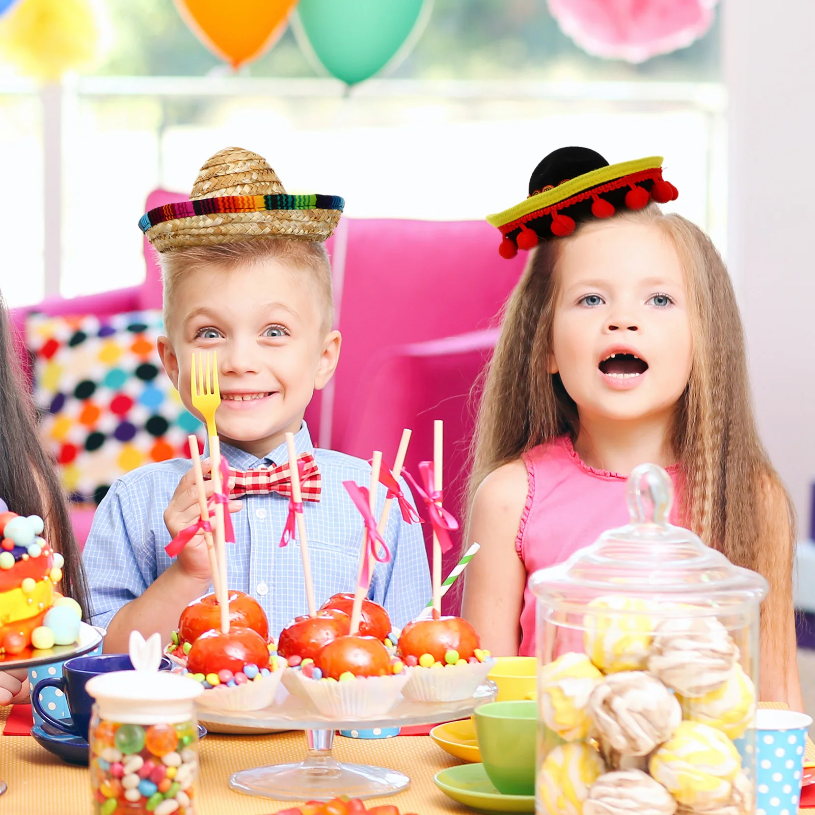 

6pcs Birthday Hats Round Decorative Hats For Kids Mini Dress Up Caps Chic Party Hat Supplies For Costume Party Banquet