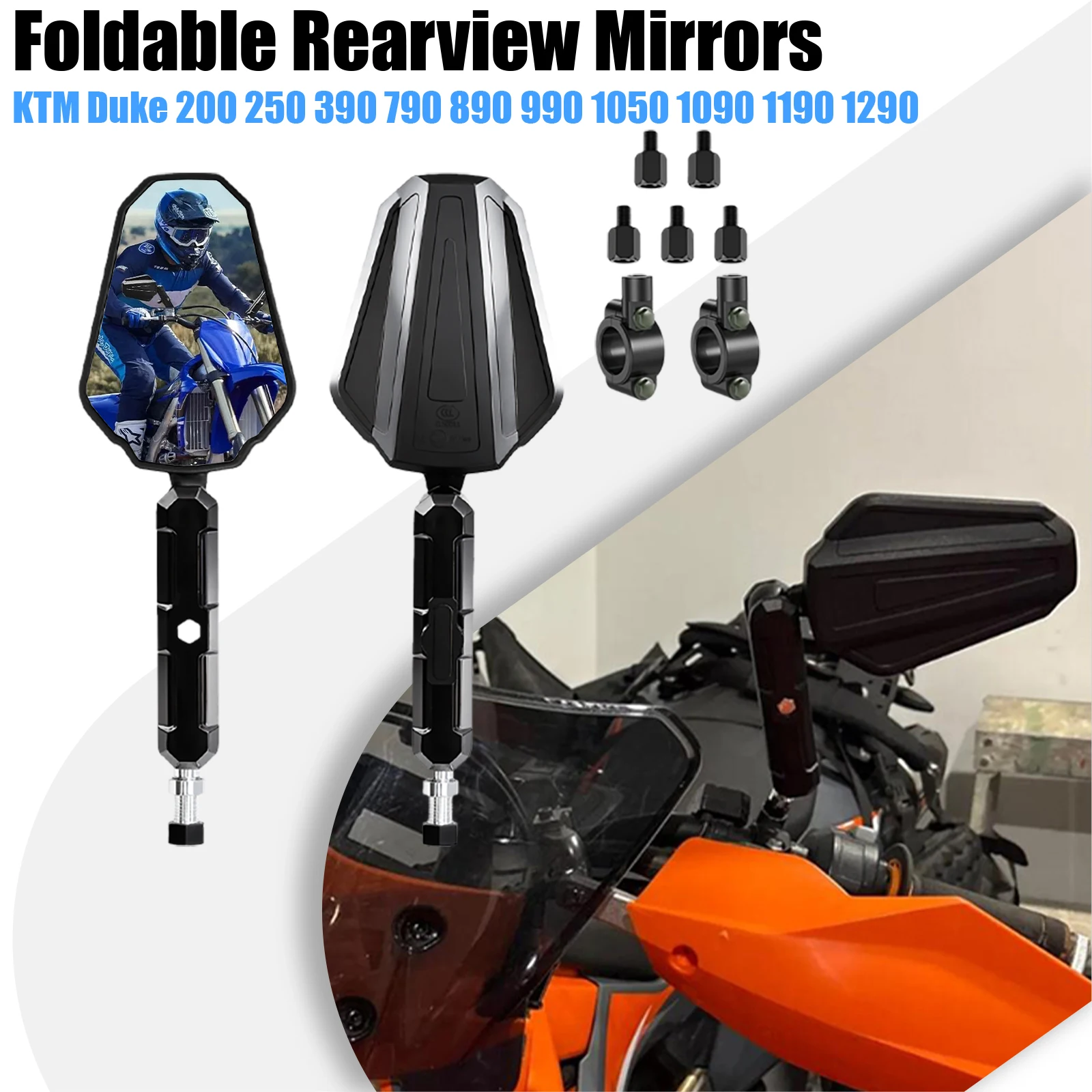 Motorcycle Mirrors For KTM Duke 250 390 790 890 990 1090 1190 1290 Motorcycle Foldable Rearview Mirrors M8 M10 Handlebar Mirrors