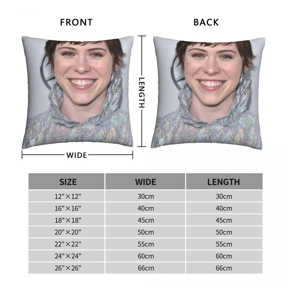 Sophia Lillis Square Pillowcase Polyester Linen Velvet Pattern Zip Decor Throw Pillow Case Car Cushion Cover