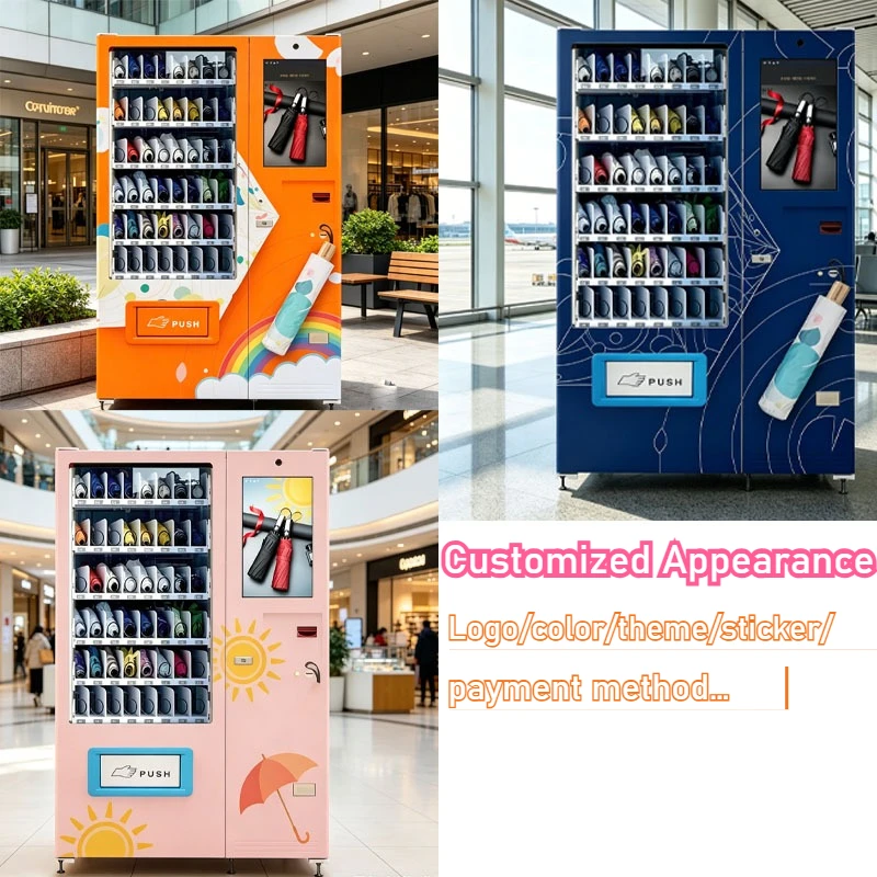 Automatic Umbrella Vending Kiosk Smart Rain Umbrella Machine Airport Station Public Area Outdoor Weather Use Customized
